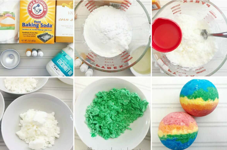 Receta de bomba de baño de arco iris