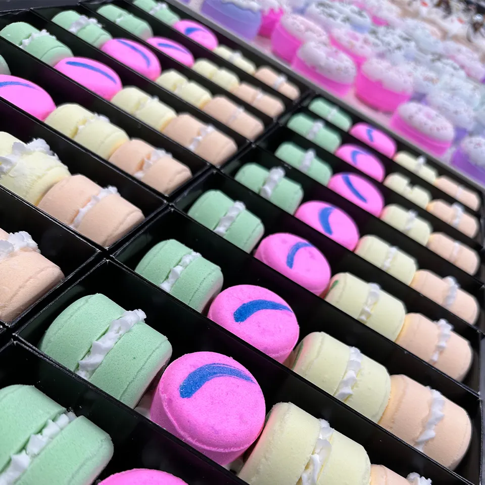 Etiqueta privada de la bomba de baño macarrón