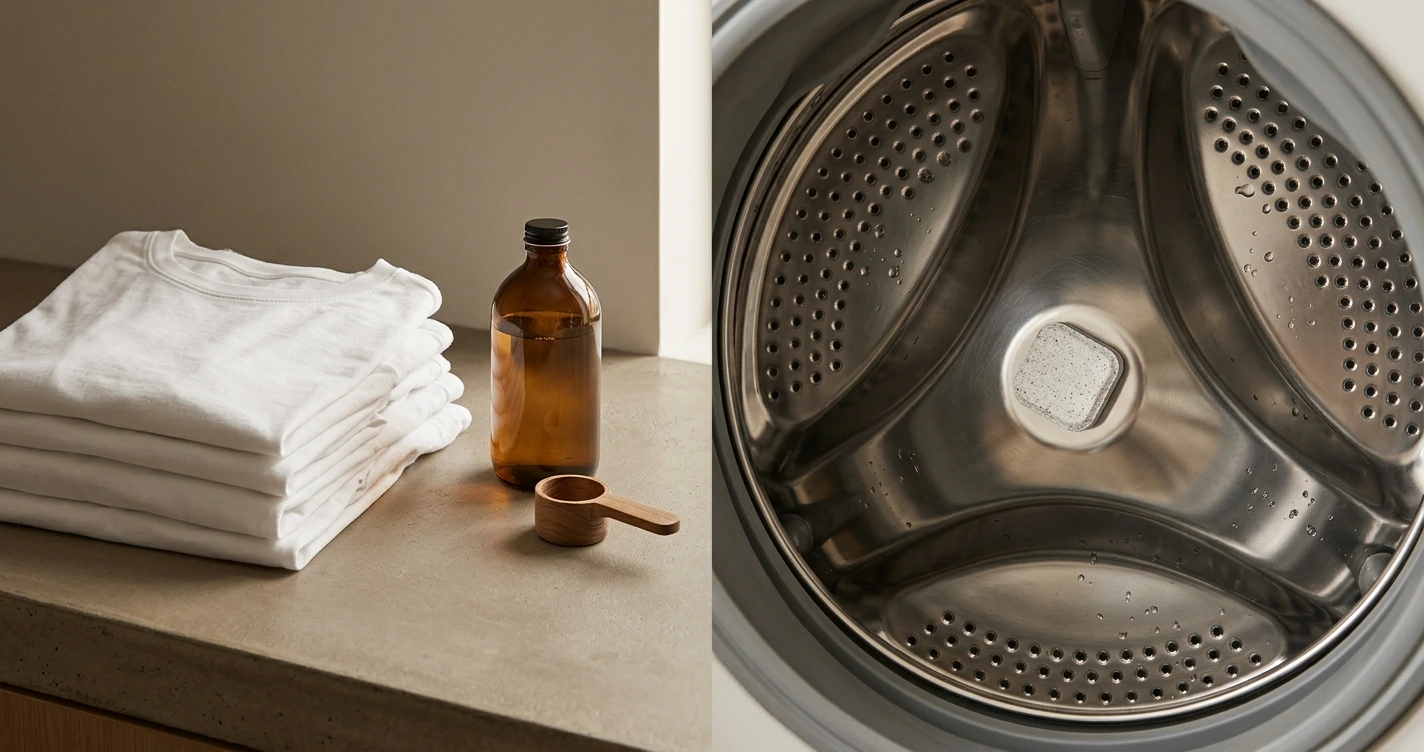 Clean clothes and a clean washing machine Clean clothes and a clean washing machine