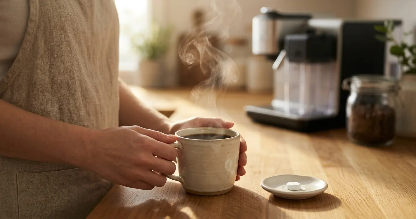 Clean with cleaning tablets to better enjoy your coffee.