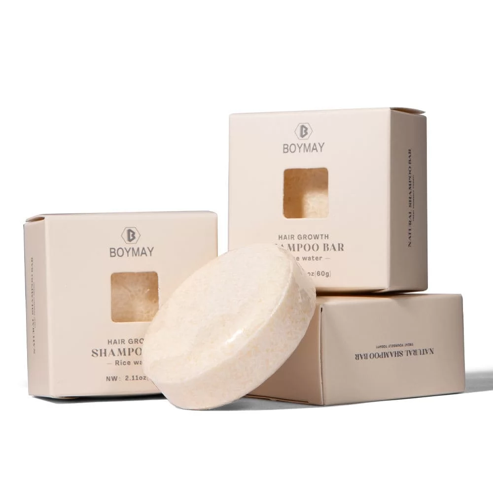 Barra de champú de proteína de agua de arroz natural de marca blanca