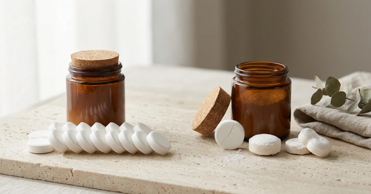 ¿Por qué se agrietan, hinchan o pegan las pastillas de limpieza?