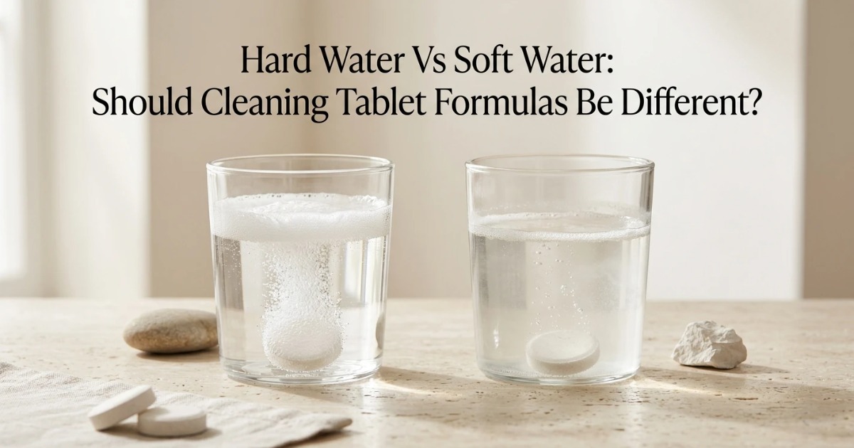 Agua dura vs. agua blanda: ¿deben ser diferentes las fórmulas de las pastillas de limpieza?